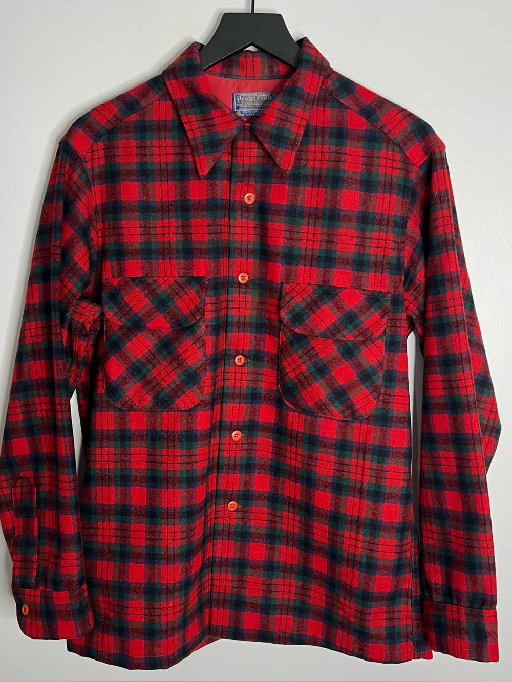 Vintage Pendleton Flannel Mens Medium Red FLAWED